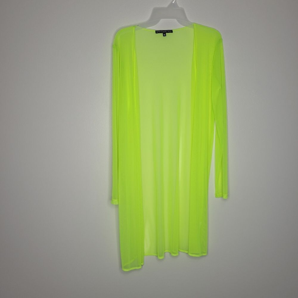 Bright neon open front mesh rave club kid lightweight cardigan Size small